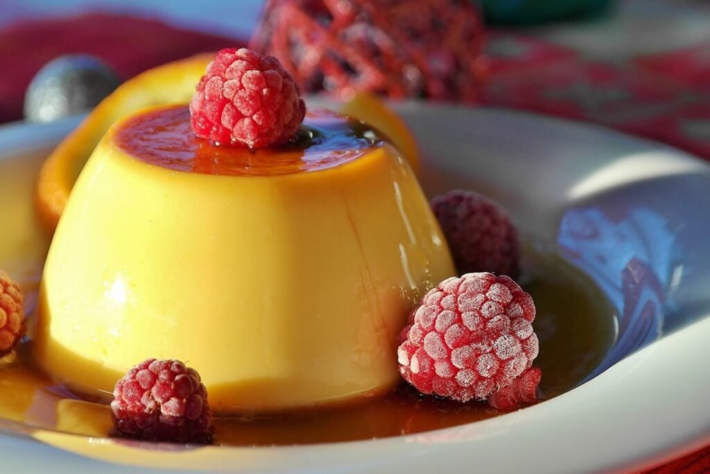 a flan made with a susbtitute for evaporated milk