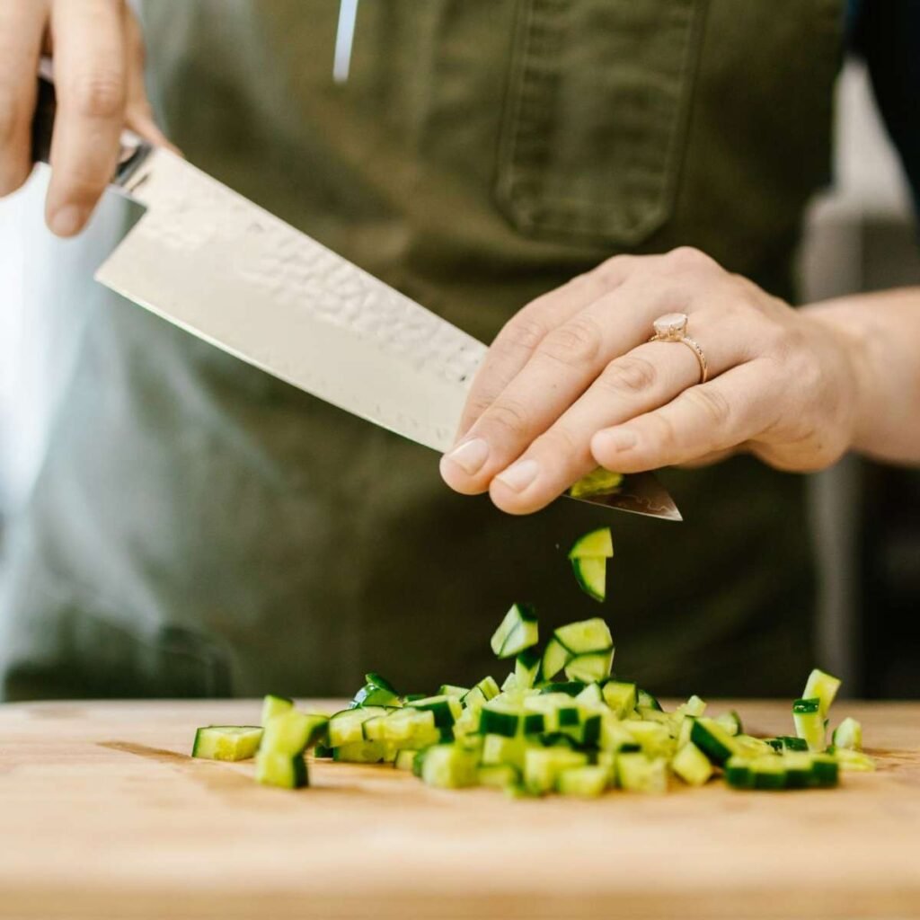 A chef's knife is a great option for cutting pineapple