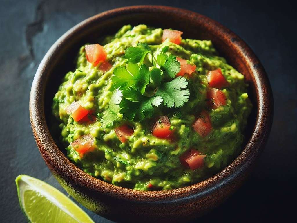 a bowl of guacamole without jalapeno