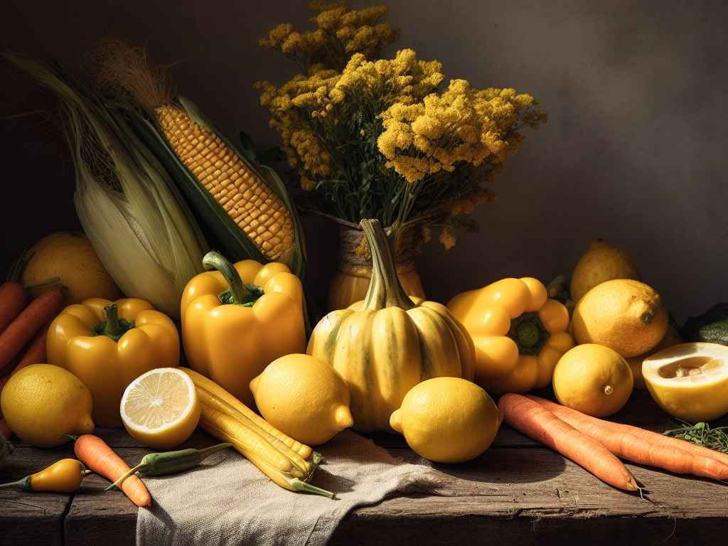 a set of yellow vegetables